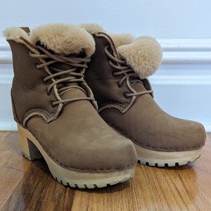 No. 6 Lander Lace Up Shearling Clog Boots (size 38)